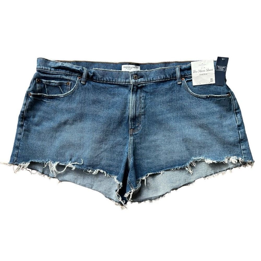 🐿️ NWT Abercrombie & Fitch Curve Love The Mom Short Mid-Rise Plus 36 (22 US)